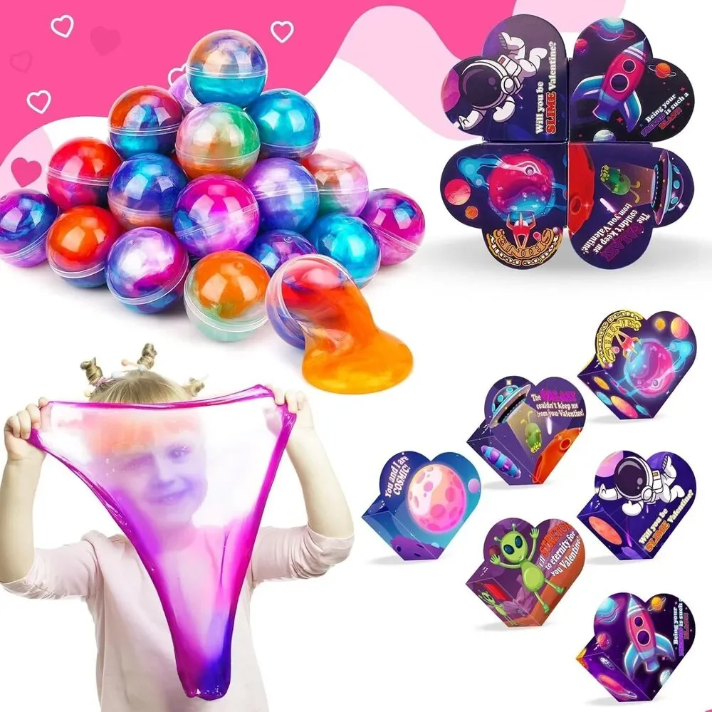 30 Pack School Gifts for Kids Galaxy Slime Ball Kits w/ Cards NEW